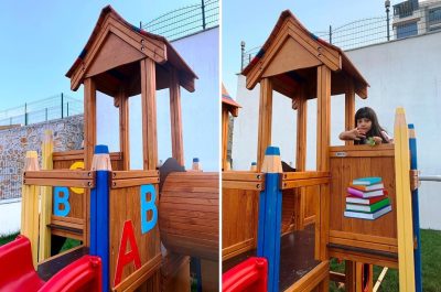 Alphabet and book-themed wooden playground — Elysee