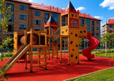 Castle-themed wooden playground — Elysee